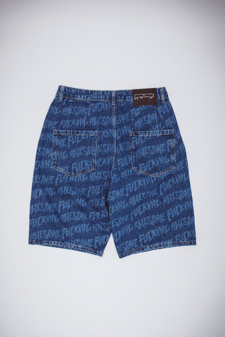 Baggy Pleated Denim Shorts