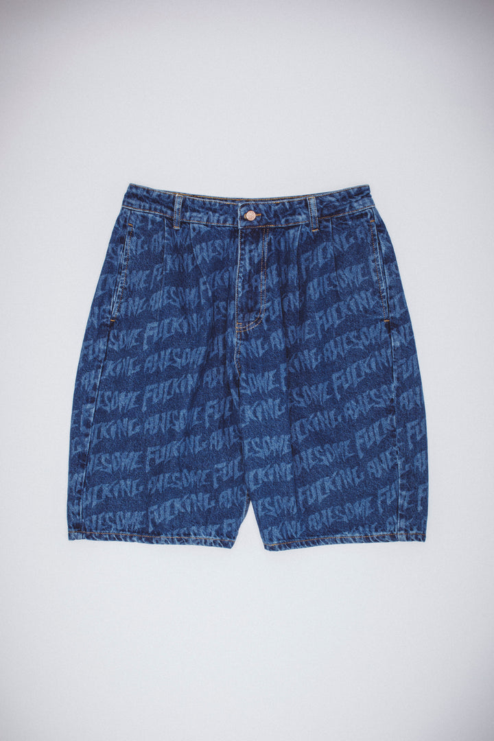 Baggy Pleated Denim Shorts