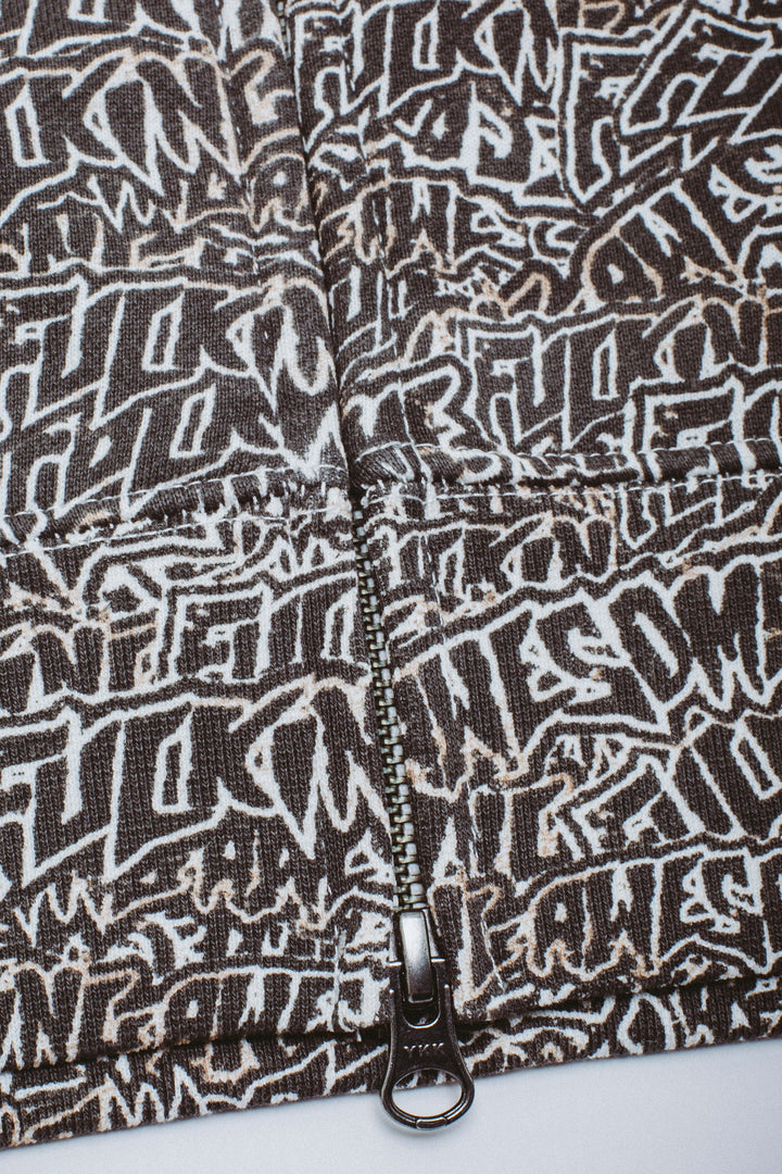 Burnt Sticker Stamp Zipped Hoodie
