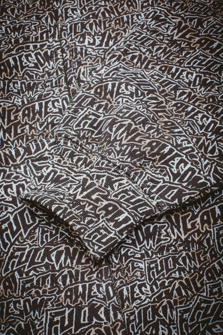 Burnt Sticker Stamp Zipped Hoodie