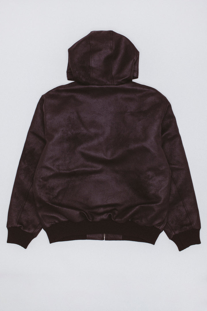 Faux Leather Hooded Jacket
