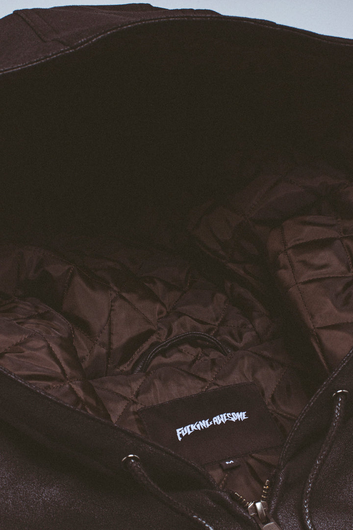 Faux Leather Hooded Jacket