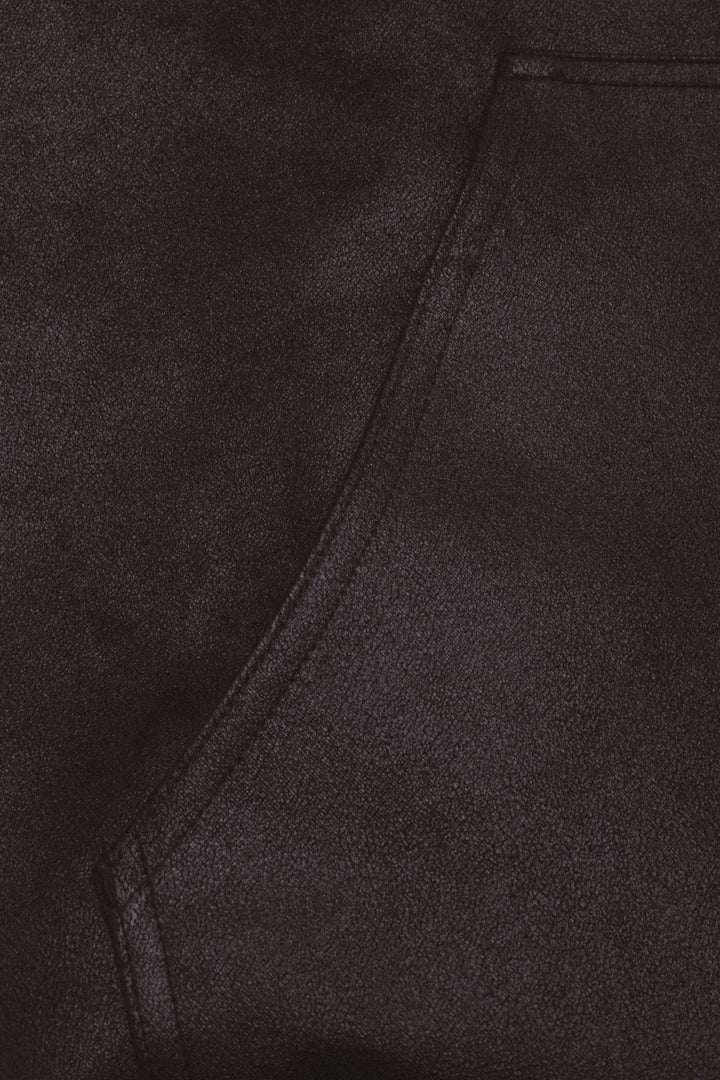 Faux Leather Hooded Jacket