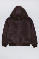 Faux Leather Hooded Jacket
