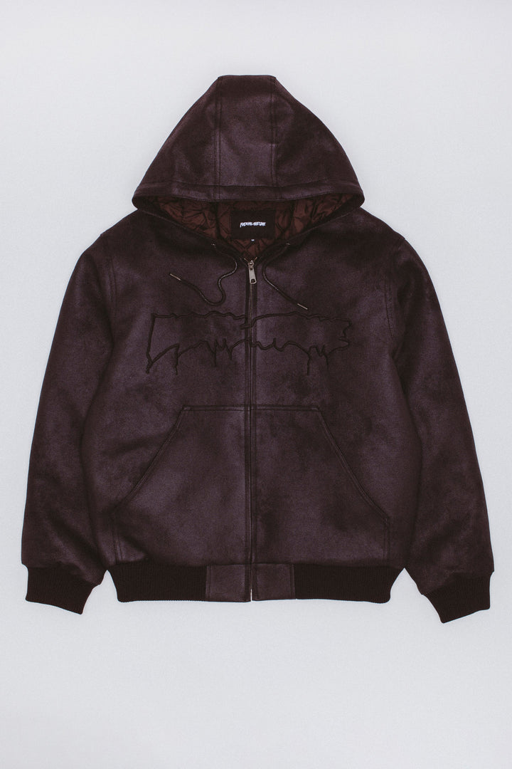 Faux Leather Hooded Jacket