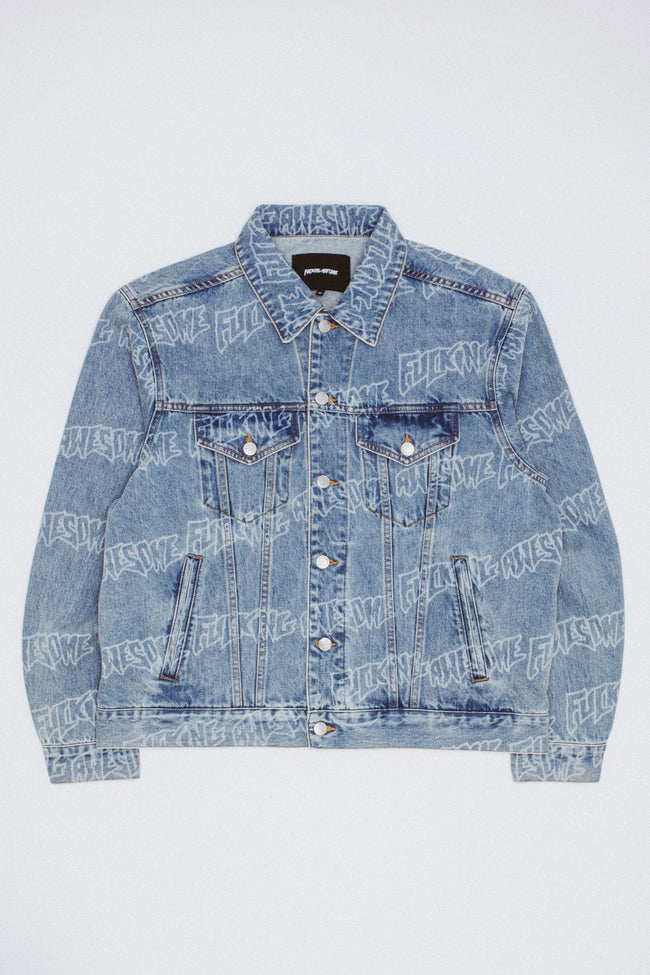 Lasered AOP Denim Jacket