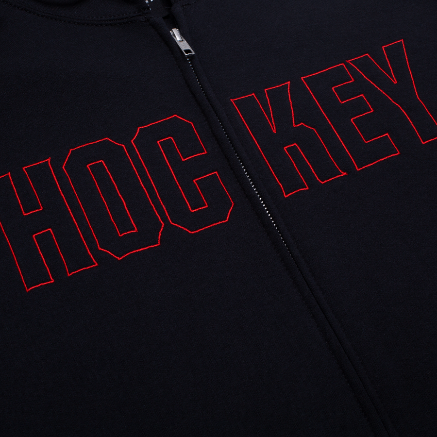 Hockey Embroidered Zip Hood