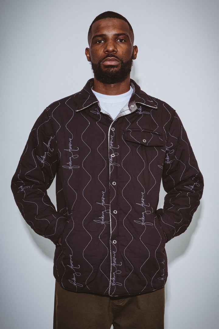 Quilted Reversible Shadow Plaid Overshirt