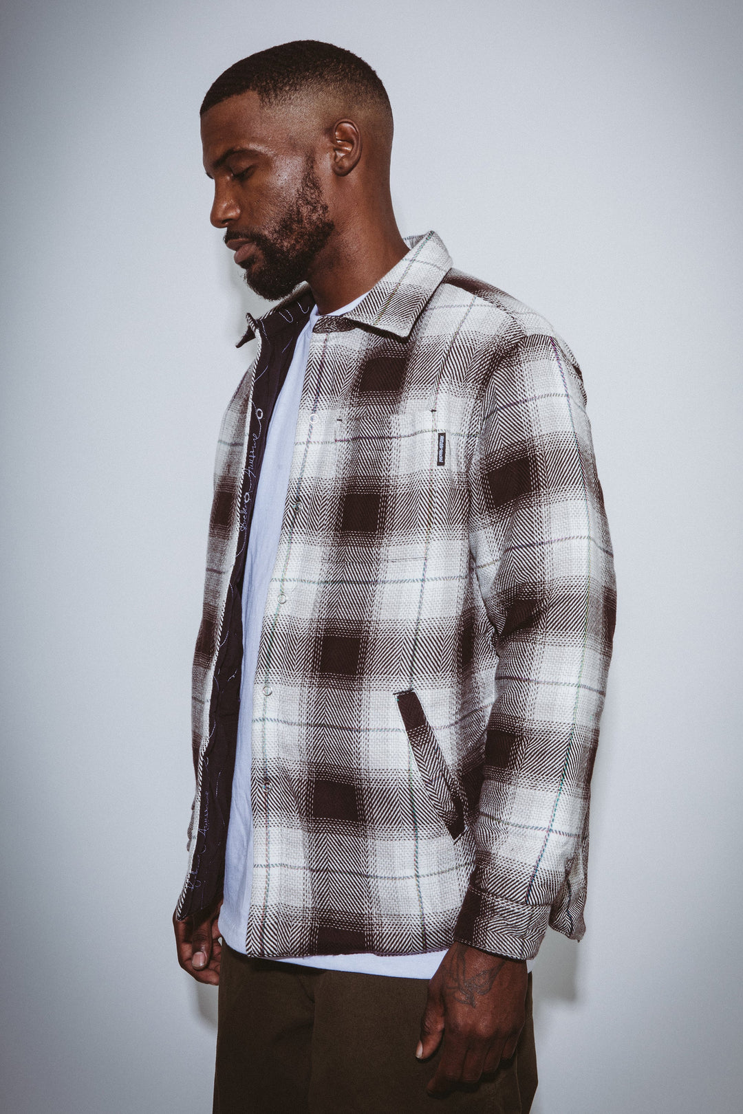 Quilted Reversible Shadow Plaid Overshirt